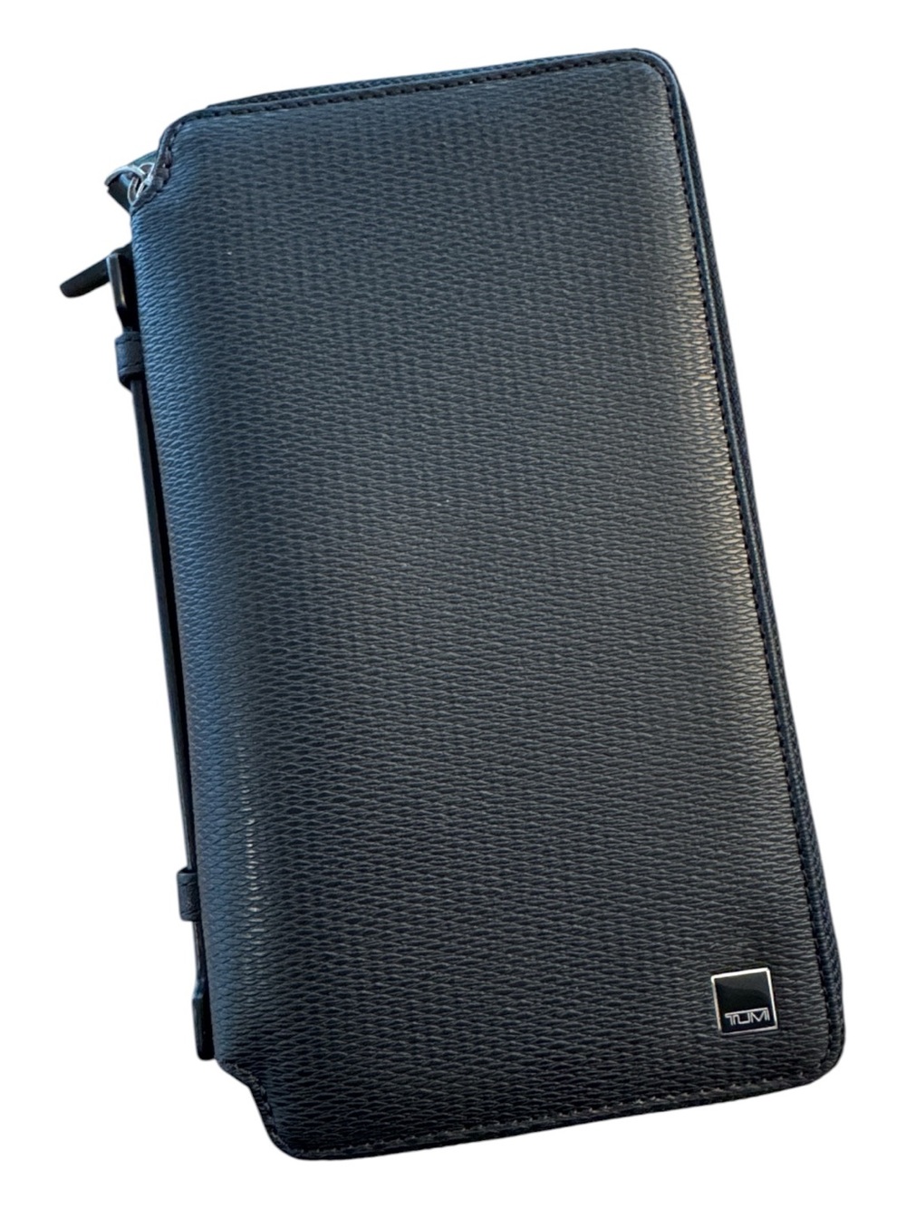Tumi Black Textured executive double zip around clutch monaco